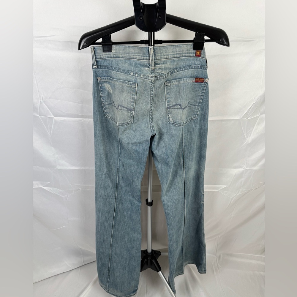 Vintage 7 For All Mankind Low Rise Flare Jeans 29 Y2K Light Wash Made in USA - Picture 5 of 13